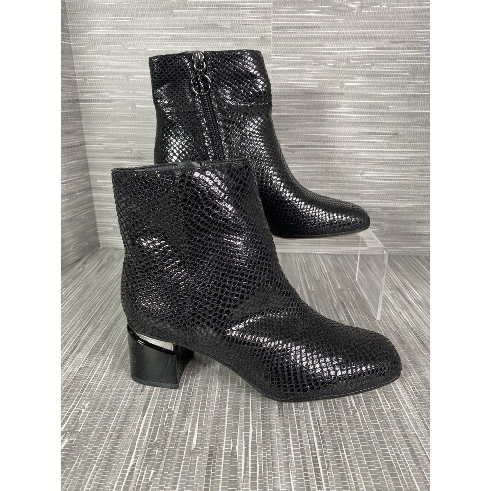 Franco Sarto Womens L-Marquee Ankle Boots Snake Skin Leather Side Zip Size‎ 5M